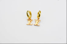 Load image into Gallery viewer, Repurposed Louis Vuitton Huggie Earrings