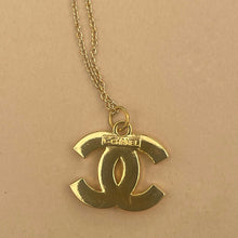 Load image into Gallery viewer, Repurposed Authentic Chanel CC Gold Charm Necklace – Sustainable Designer Jewelry