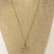 Load image into Gallery viewer, Repurposed Authentic Chanel CC Gold Crystal Charm Necklace
