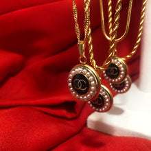 Load image into Gallery viewer, Repurposed Authentic Chanel CC Black/Pearl Necklace