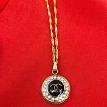 Load image into Gallery viewer, Repurposed Authentic Chanel CC Black/Pearl Necklace
