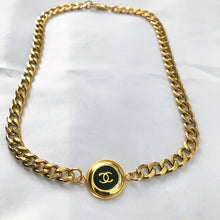 Load image into Gallery viewer, Chanel Black And Gold Button Choker Necklace
