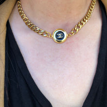 Load image into Gallery viewer, Chanel Black And Gold Button Choker Necklace