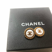 Load image into Gallery viewer, Repurposed White Chanel Button Earrings
