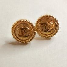 Load image into Gallery viewer, Repurposed Gold Chanel Button Earrings
