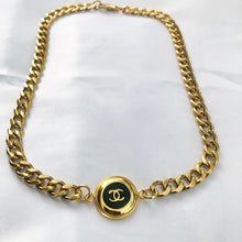 Load image into Gallery viewer, Chanel Black And Gold Button Choker Necklace
