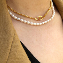 Load image into Gallery viewer, Repurposed Christian Dior Choker Freshwater Pearl Necklace
