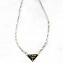 Load image into Gallery viewer, Repurposed Authentic Black and Silver Prada Necklace
