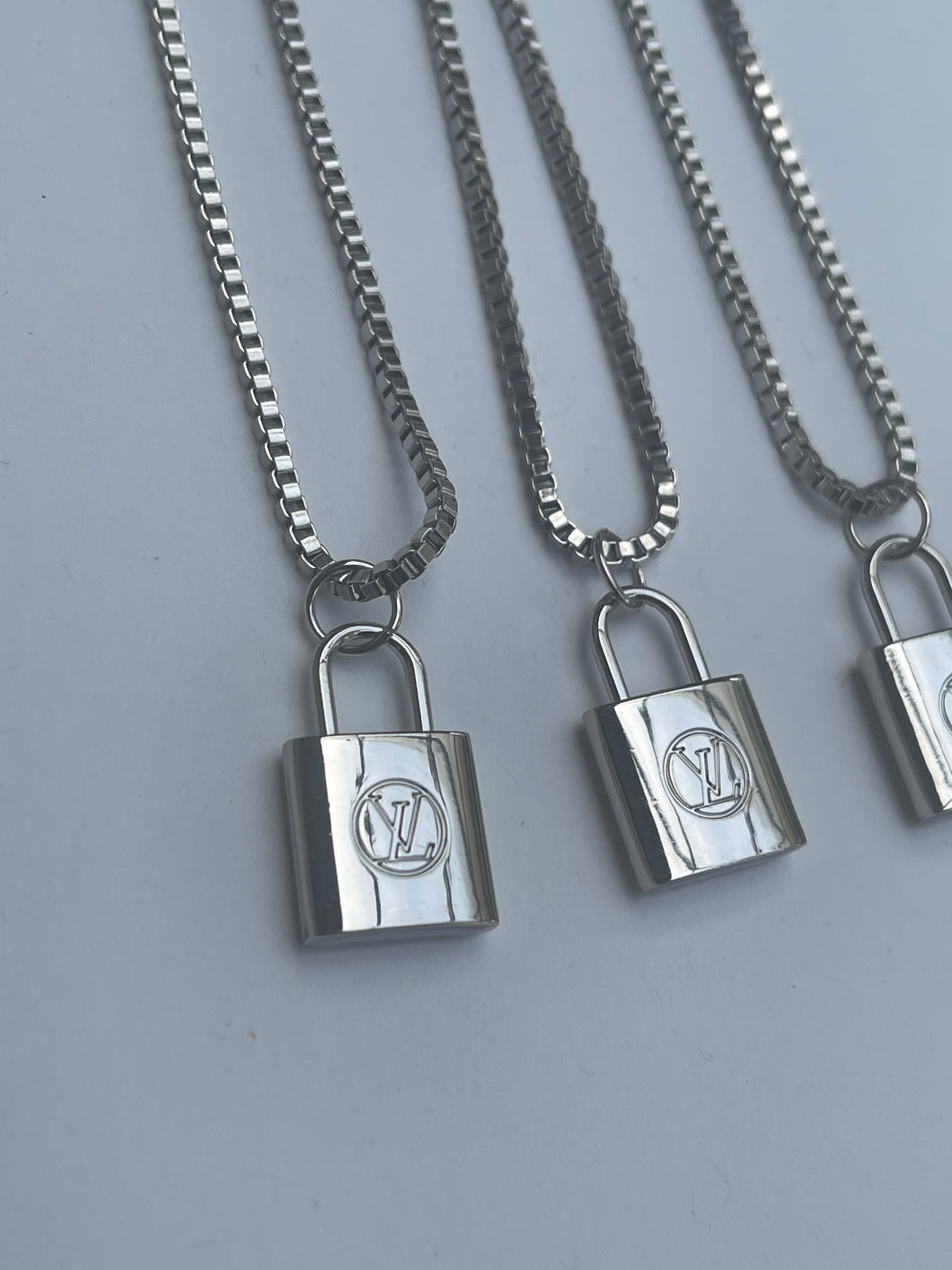 Louis Vuitton Lock Charm Necklace Silver