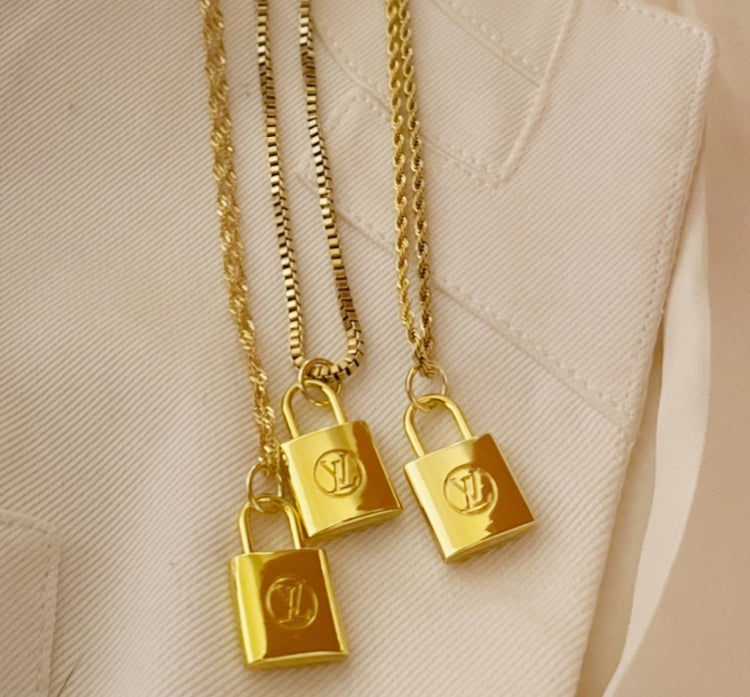 lv gold lock necklace