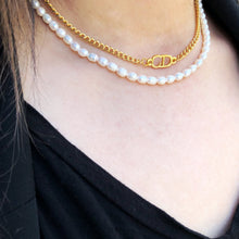 Load image into Gallery viewer, Repurposed Christian Dior Choker Freshwater Pearl Necklace
