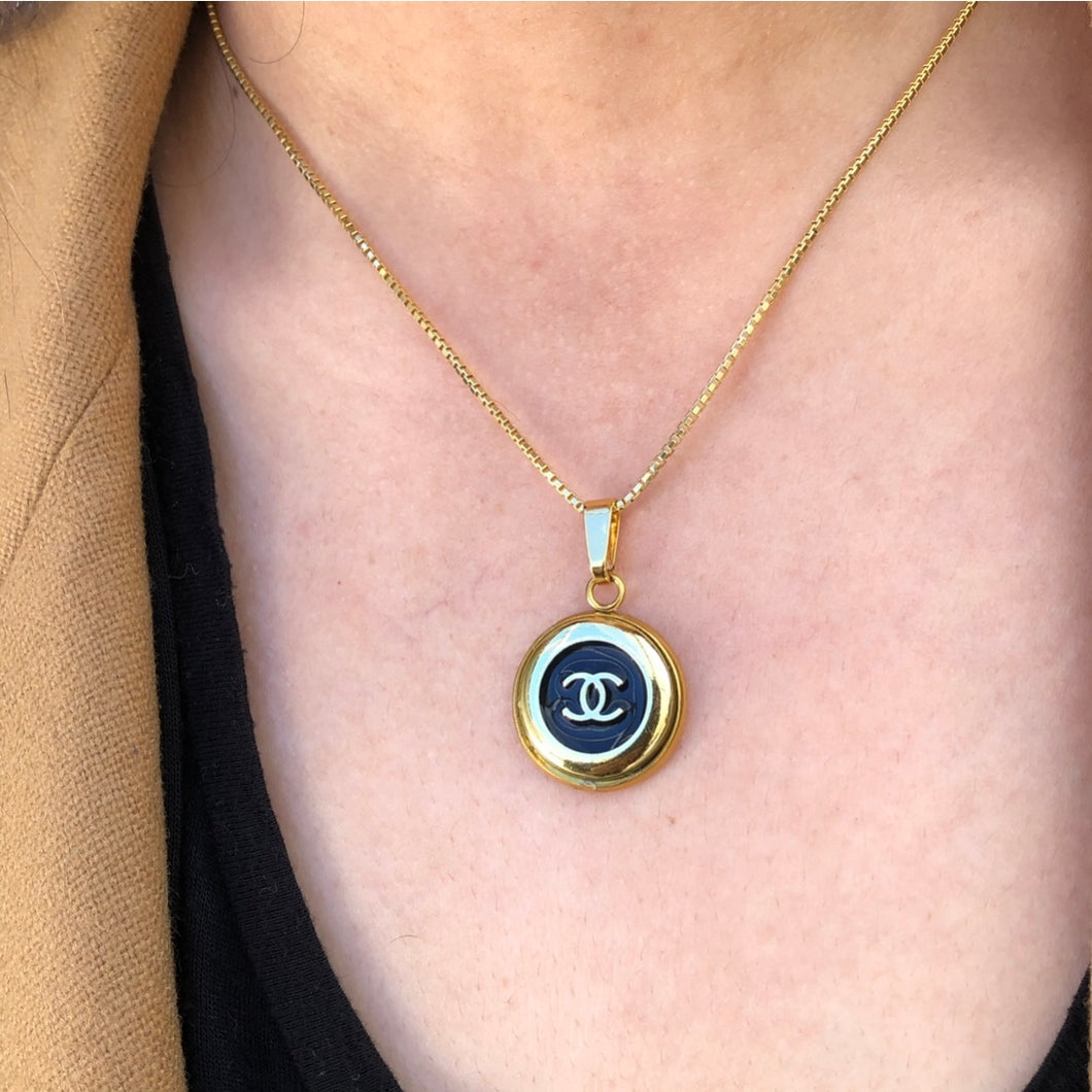 Repurposed Authentic Black Button Chanel Necklace